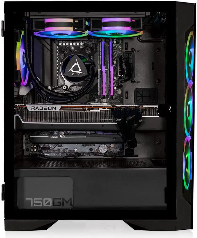Alt view image 2 of 7 - CLX SET Gaming Desktop - Liquid Cooled AMD Ryzen 7 7700X 4.5GHz 8-Core Processor, 32GB DDR5 Memory, Radeon RX 7600 8GB GDDR6 Graphics, 1TB SSD, 4TB HDD, WiFi, Windows 11 Home 64-bit