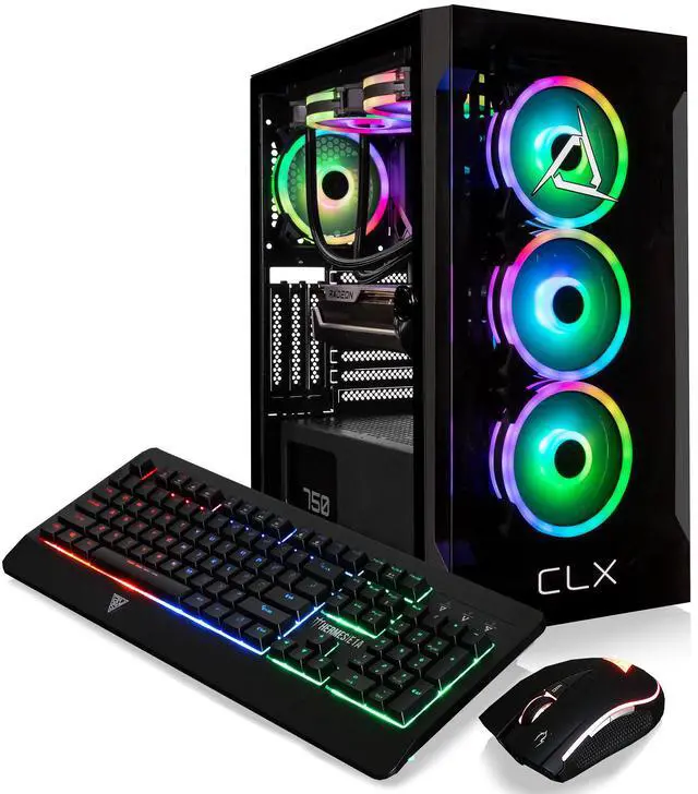 Alt view image 5 of 7 - CLX SET Gaming Desktop - Liquid Cooled AMD Ryzen 7 7700X 4.5GHz 8-Core Processor, 32GB DDR5 Memory, Radeon RX 7600 8GB GDDR6 Graphics, 1TB SSD, 4TB HDD, WiFi, Windows 11 Home 64-bit