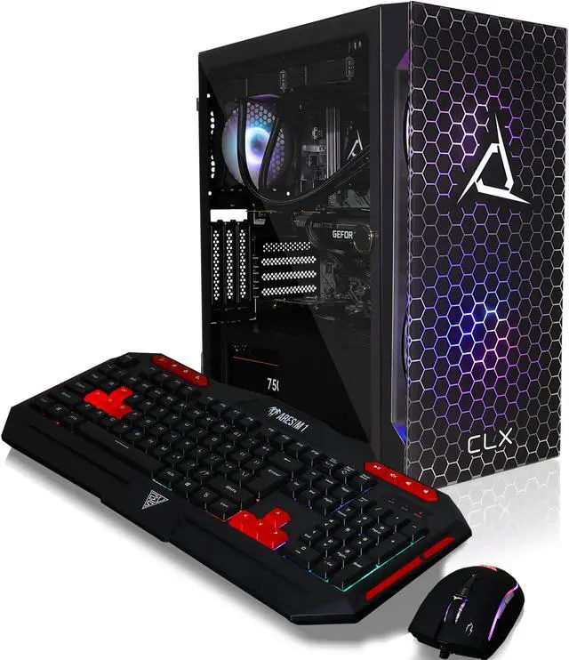 Alt view image 2 of 6 - CLX SET Gaming Desktop - Liquid Cooled AMD Ryzen 7 5800X 3.8GHz 8-Core Processor, 16GB DDR4 Memory, GeForce RTX 3060 12GB GDDR6 Graphics, 500GB NVMe M.2 SSD, 3TB HDD, WiFi, Win 11 Home 64-bit