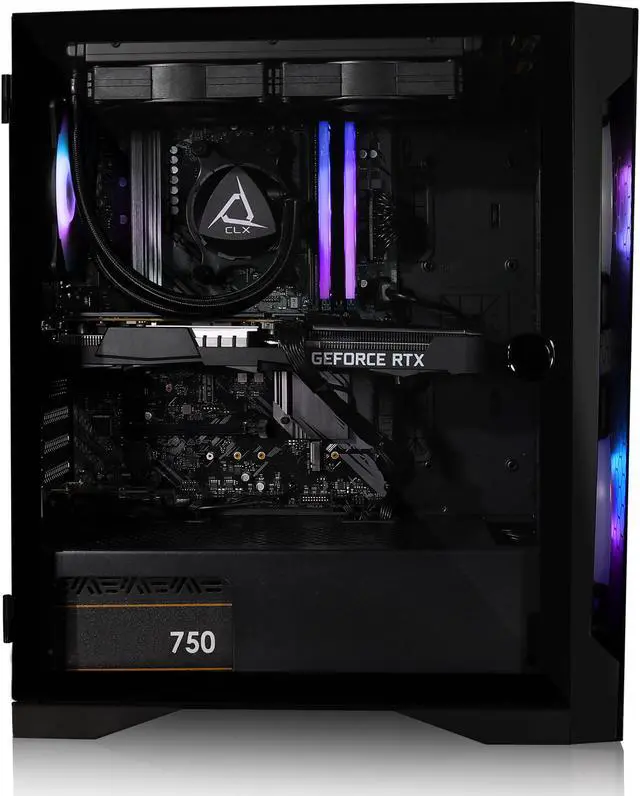 Alt view image 5 of 6 - CLX SET Gaming Desktop - Liquid Cooled AMD Ryzen 7 5800X 3.8GHz 8-Core Processor, 16GB DDR4 Memory, GeForce RTX 3060 12GB GDDR6 Graphics, 500GB NVMe M.2 SSD, 3TB HDD, WiFi, Win 11 Home 64-bit
