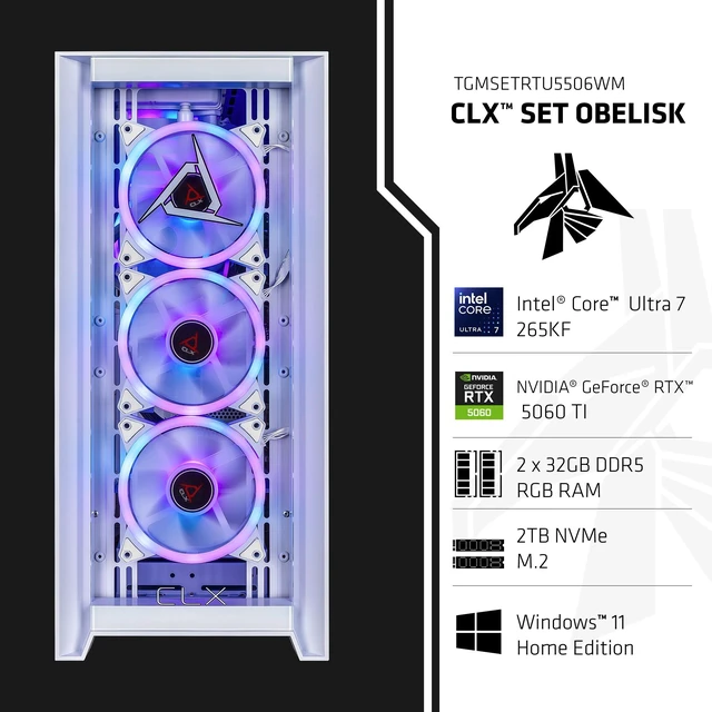 Alt view image 3 of 11 - CLX SET Gaming Desktop - Intel Core Ultra 7 265KF 3.9GHz 20-Core Processor, 64GB DDR5 Memory, GeForce RTX 5060 Ti 16GB GDDR7 Graphics, 2TB NVMe M.2 SSD, WiFi, Win 11 Home 64-bit