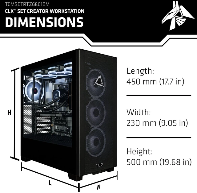 Alt view image 5 of 7 - CLX Set Creator Workstation - Liquid Cooled AMD Ryzen 9 9950X 4.3GHz 16-Core Processor, 32GB DDR5 Memory, RTX PRO 4000 24GB GDDR7 ECC Graphics, 2TB SSD, WiFi, Windows 11 Pro 64-bit