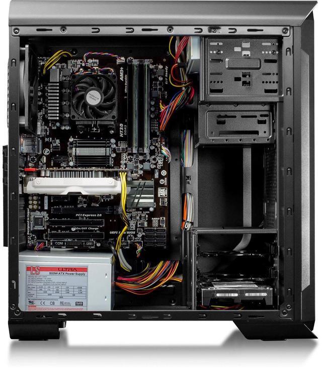 Alt view image 3 of 7 - CybertronPC Gaming Desktop Computer Rhodium (Black/Blue) AMD FX-4300 3.80GHz (4 Cores) 8GB DDR3 1TB HDD NVIDIA GeForce GTX 1050 2GB GDDR5 DVD-RW Drive MS Windows 10 Home 64-Bit