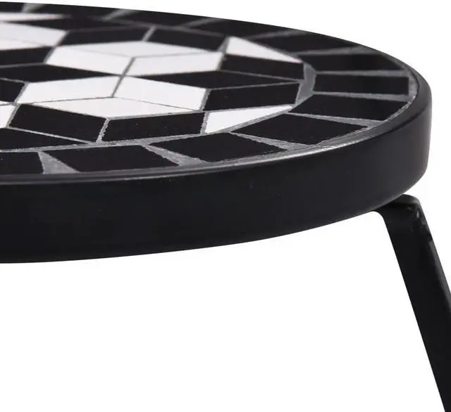 Alt view image 3 of 15 - vidaXL Table 3 Pcs Flower Pot Stand for Living Room Black and White Ceramic