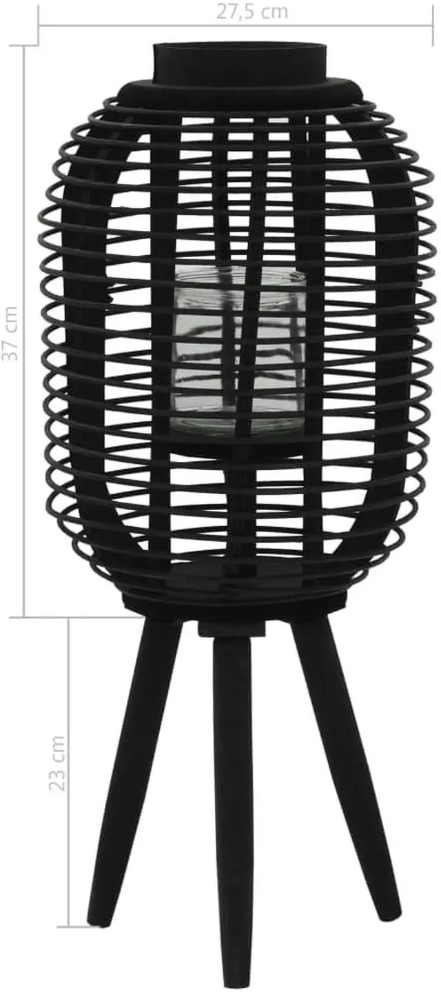 Alt view image 4 of 10 - vidaXL Candle Holder Stand with Glass Jar Freestanding Lantern Bamboo Black