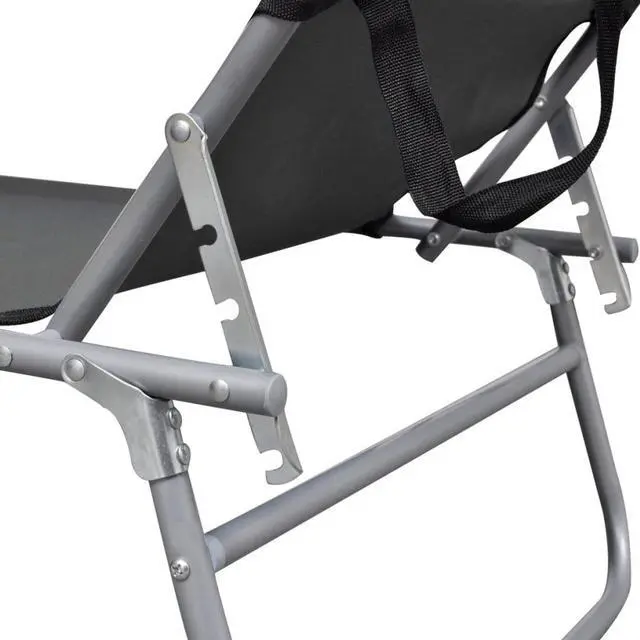 Alt view image 6 of 11 - vidaXL Sunlounger Grey Powder-coated steel Single Foldable