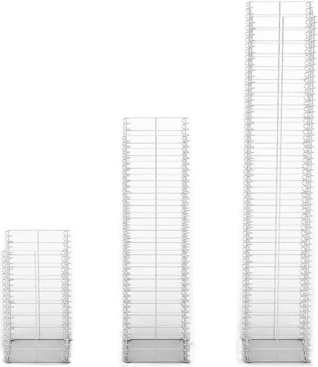 Alt view image 3 of 9 - vidaXL Gabion Basket Set Gabion Wall Cage Stone Wall 3 Piece Galvanized Wire
