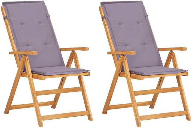 Main image of vidaXL Outdoor Recliner Chairs 2 Pcs Reclining Chair Brown Solid Wood Acacia