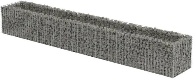 Alt view image 4 of 10 - vidaXL Gabion Raised Bed Galvanized Steel 141.7" Raised Garden Bed Flower Box