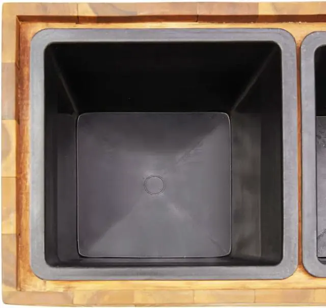 Alt view image 6 of 13 - vidaXL Solid Acacia Wood Garden Planter with 3 Pots Raised Bed Flower Box