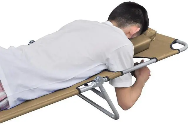 Alt view image 16 of 17 - vidaXL Foldable Sunlounger with Head Cushion Adjustable Backrest Taupe