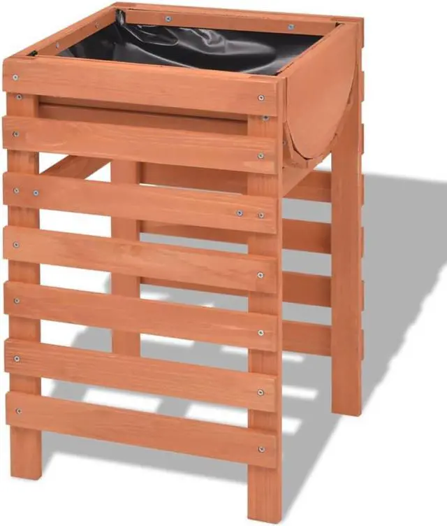 Alt view image 2 of 11 - vidaXL Planter Raised Flower Bed with Lining Patio Plant Box Solid Fir Wood