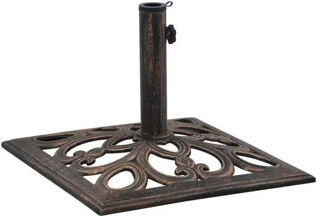 Alt view image 9 of 14 - vidaXL Parasol Base Round Polyresin 24.3 lbs Bronze
