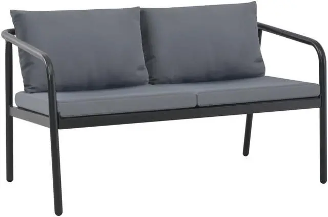 Main image of vidaXL 2 Seater Sofa Couch with Cushions Patio Wicker Love Seat Aluminum Gray