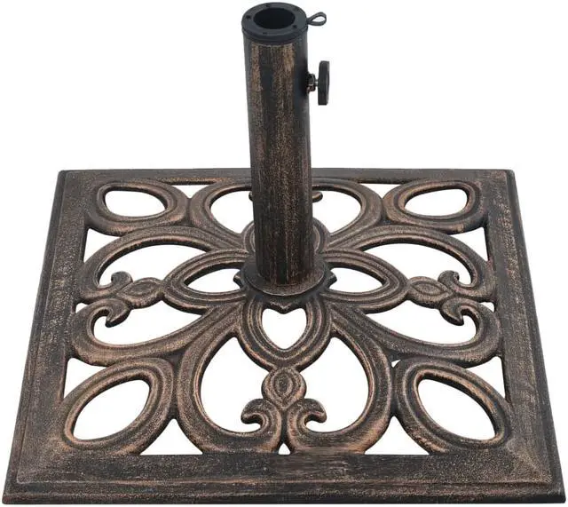 Alt view image 11 of 14 - vidaXL Parasol Base Round Polyresin 24.3 lbs Bronze