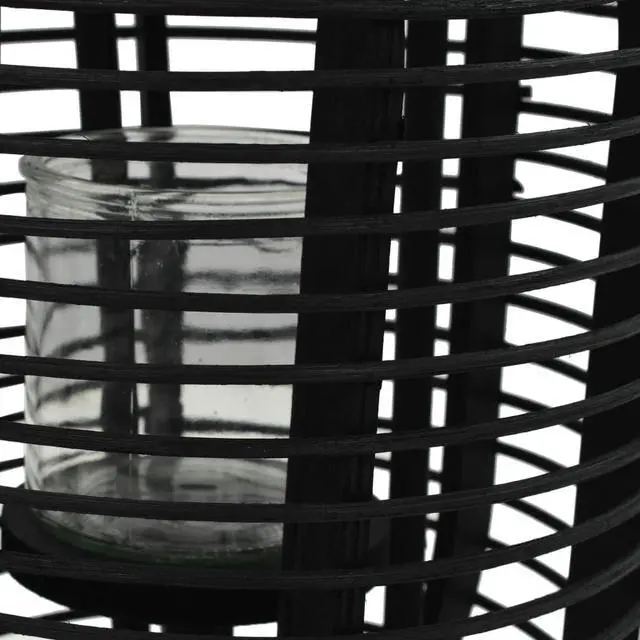 Alt view image 3 of 10 - vidaXL Candle Holder Stand with Glass Jar Freestanding Lantern Bamboo Black