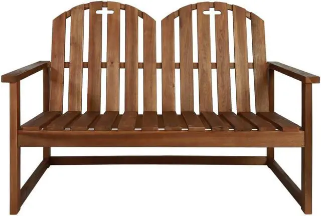 Alt view image 2 of 14 - vidaXL Outdoor Patio Bench 2-Seater Bench with Armrests Solid Wood Acacia