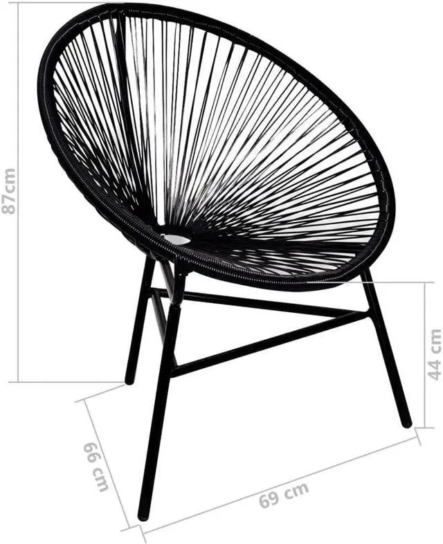 Alt view image 11 of 13 - vidaXL Patio Moon Chair Acapulco Chair with Steel Frame Poly Rattan Black