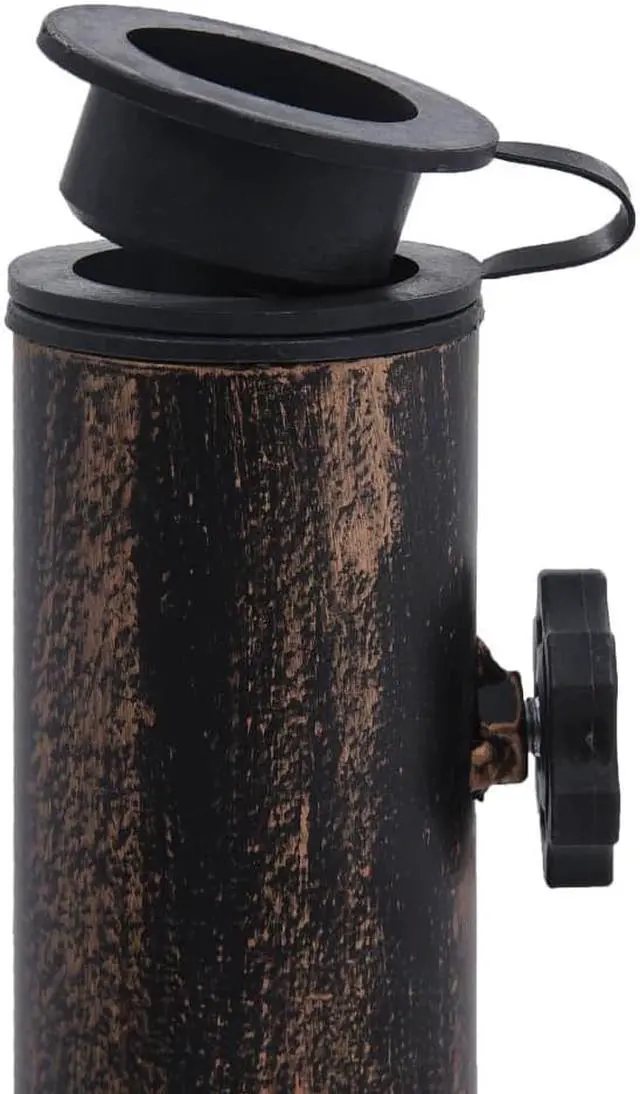 Alt view image 12 of 14 - vidaXL Parasol Base Round Polyresin 24.3 lbs Bronze