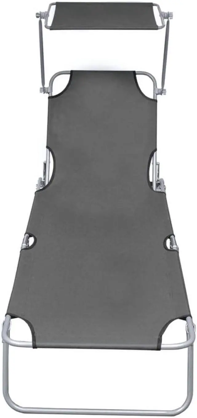 Alt view image 3 of 11 - vidaXL Sunlounger Grey Powder-coated steel Single Foldable