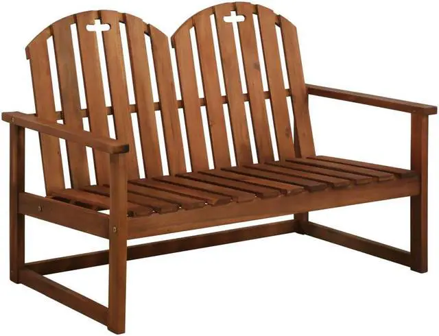 Main image of vidaXL Outdoor Patio Bench 2-Seater Bench with Armrests Solid Wood Acacia