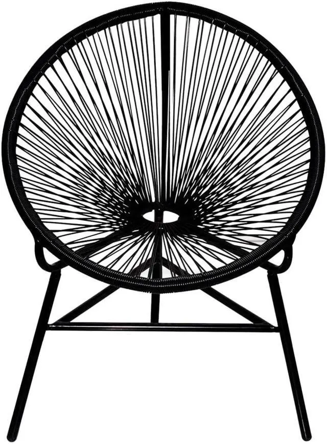 Alt view image 9 of 13 - vidaXL Patio Moon Chair Acapulco Chair with Steel Frame Poly Rattan Black