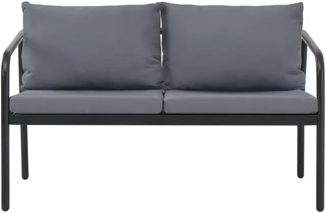 Alt view image 2 of 14 - vidaXL 2 Seater Sofa Couch with Cushions Patio Wicker Love Seat Aluminum Gray