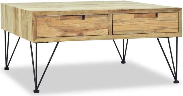 Alt view image 2 of 14 - vidaXL Coffee Table End Table Accent Sofa Table with 2 Drawers Solid Teak