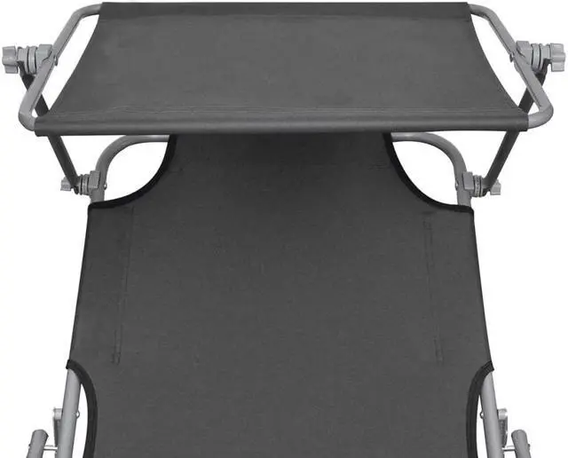 Alt view image 4 of 11 - vidaXL Sunlounger Grey Powder-coated steel Single Foldable