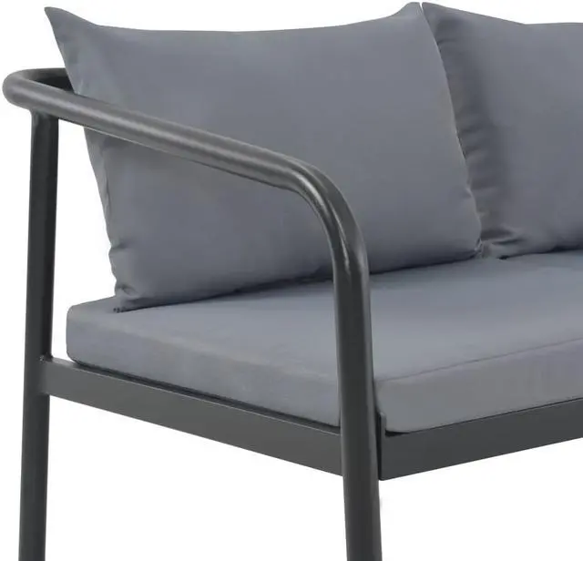 Alt view image 6 of 14 - vidaXL 2 Seater Sofa Couch with Cushions Patio Wicker Love Seat Aluminum Gray
