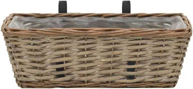 Alt view image 3 of 11 - vidaXL 2x Balcony Planters Wicker with PE Lining 15.7" Plant Raised Flower Bed