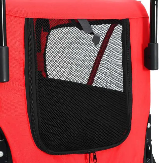 Alt view image 6 of 13 - vidaXL Dog Bike Trailer Foldable Dog Stroller Red and Black 2-in-1 Function