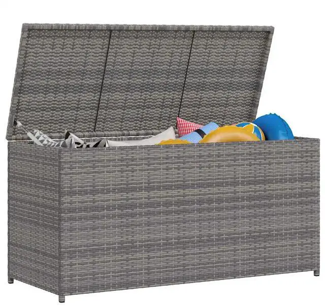 Alt view image 11 of 14 - vidaXL Patio Storage Chest Deck Box with Lid Patio Cabinet Storage Chest Gray