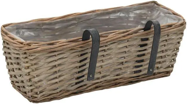 Alt view image 4 of 11 - vidaXL 2x Balcony Planters Wicker with PE Lining 15.7" Plant Raised Flower Bed