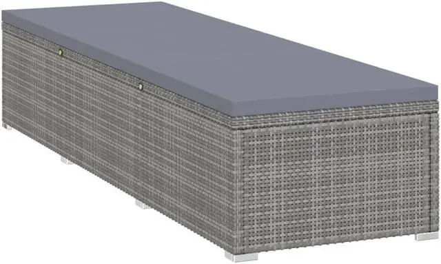 Alt view image 13 of 15 - vidaXL Patio Lounge Chair Sunlounger Sunbed with Cushion Gray Poly Rattan