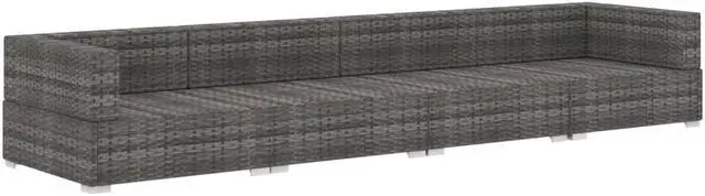 Alt view image 3 of 7 - vidaXL 4 Seater Sofa Couch with Cushions Patio Wicker Furniture PE Rattan Gray