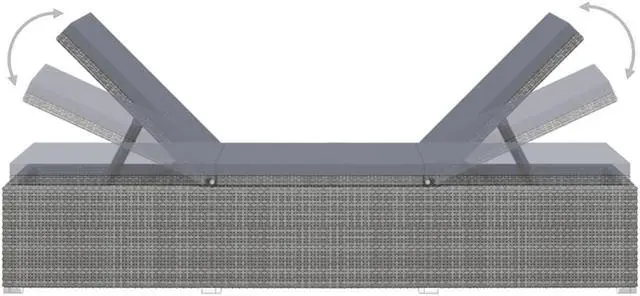 Alt view image 15 of 15 - vidaXL Patio Lounge Chair Sunlounger Sunbed with Cushion Gray Poly Rattan