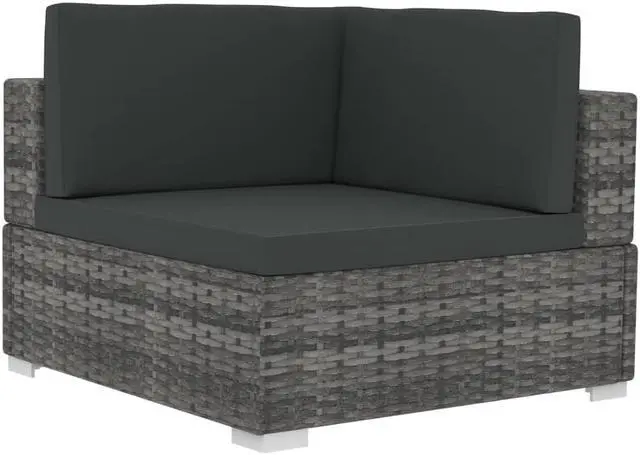 Alt view image 4 of 11 - vidaXL 2 Seater Sofa Couch with Cushions Patio Wicker Love Seat PE Rattan Gray