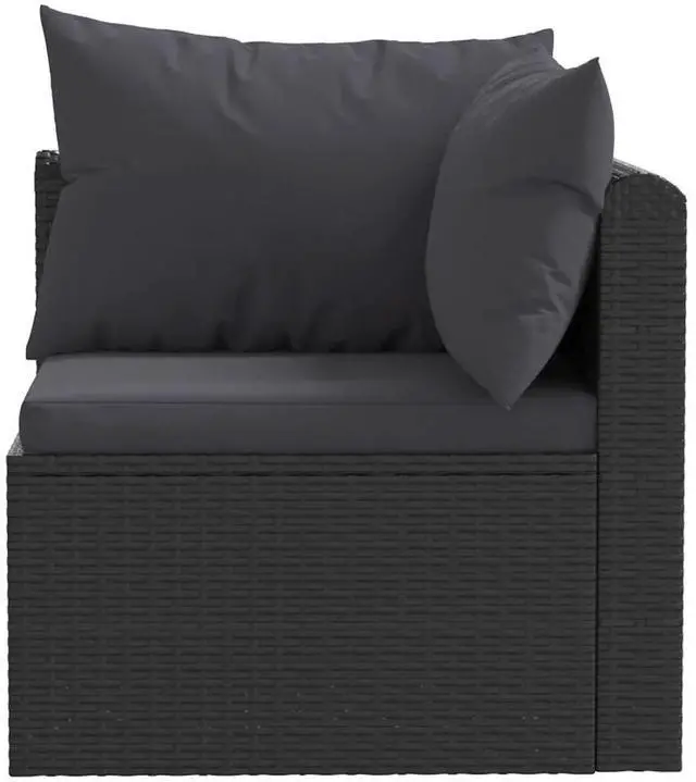 Alt view image 9 of 10 - vidaXL 3 Piece Garden Sofa Set with Cushions Poly Rattan Black