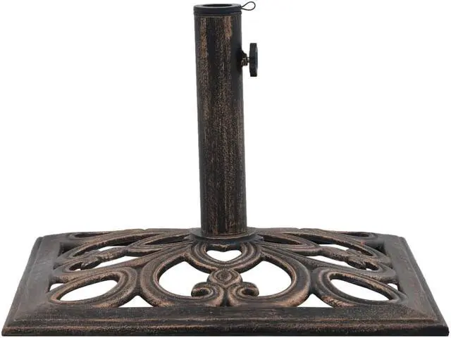 Alt view image 10 of 14 - vidaXL Parasol Base Round Polyresin 24.3 lbs Bronze