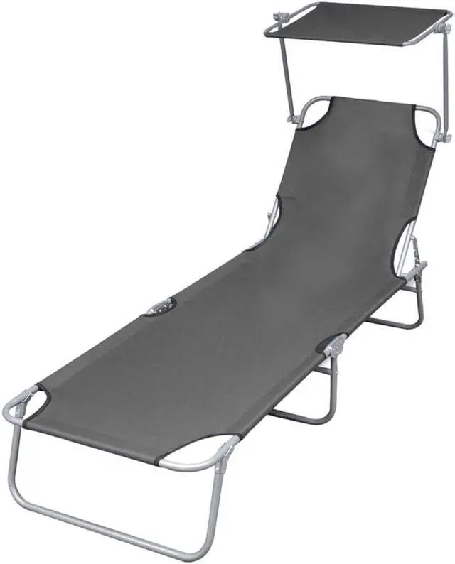 Main image of vidaXL Sunlounger Grey Powder-coated steel Single Foldable