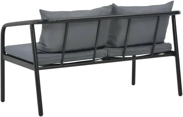 Alt view image 4 of 14 - vidaXL 2 Seater Sofa Couch with Cushions Patio Wicker Love Seat Aluminum Gray