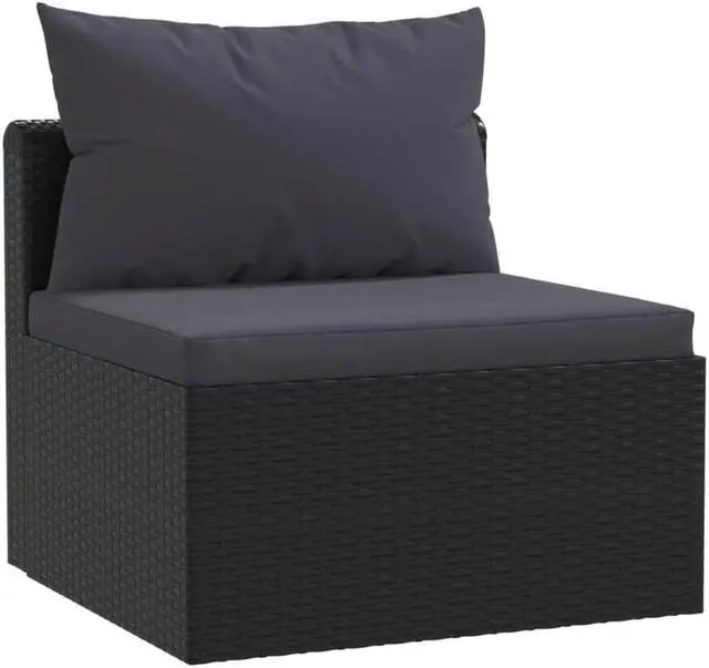 Alt view image 6 of 10 - vidaXL 3 Piece Garden Sofa Set with Cushions Poly Rattan Black