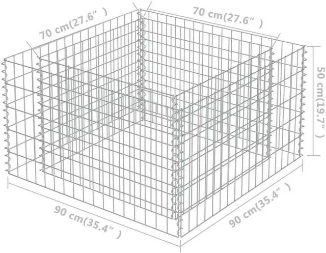 Alt view image 7 of 10 - vidaXL Gabion Raised Bed Galvanized Steel 35.4" Raised Garden Bed Flower Box