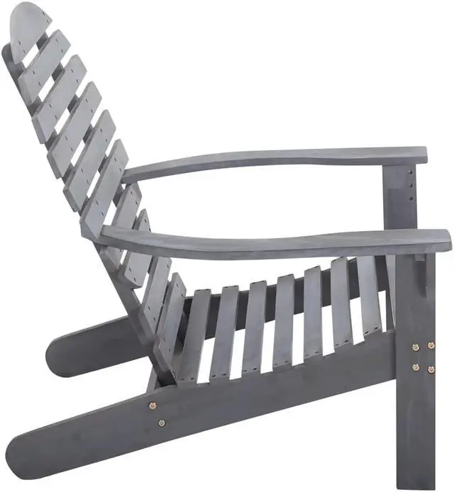 Alt view image 3 of 12 - vidaXL Folding Adirondack Chair Lawn Chair for Porch Solid Wood Acacia Gray