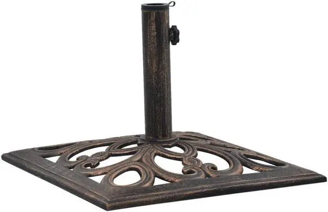 Alt view image 2 of 14 - vidaXL Parasol Base Round Polyresin 24.3 lbs Bronze