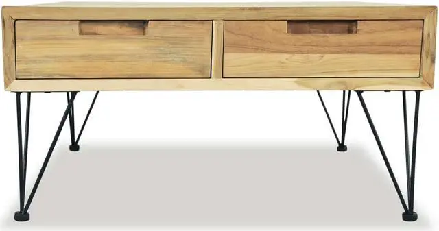 Alt view image 6 of 14 - vidaXL Coffee Table End Table Accent Sofa Table with 2 Drawers Solid Teak