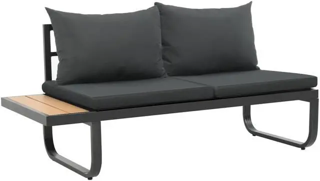 Alt view image 4 of 16 - vidaXL Patio Lounge Set Outdoor Sofa Set with Cushions 3 Piece Aluminum WPC