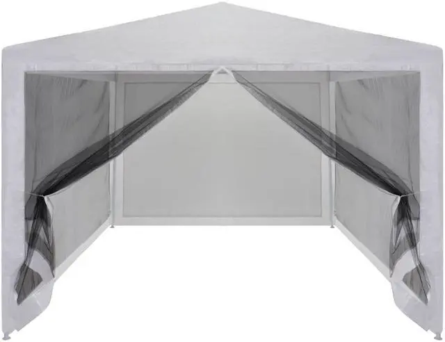 Alt view image 3 of 10 - vidaXL Party Tent Outdoor Canopy Tent Gazebo with Mesh Sidewalls White and Black