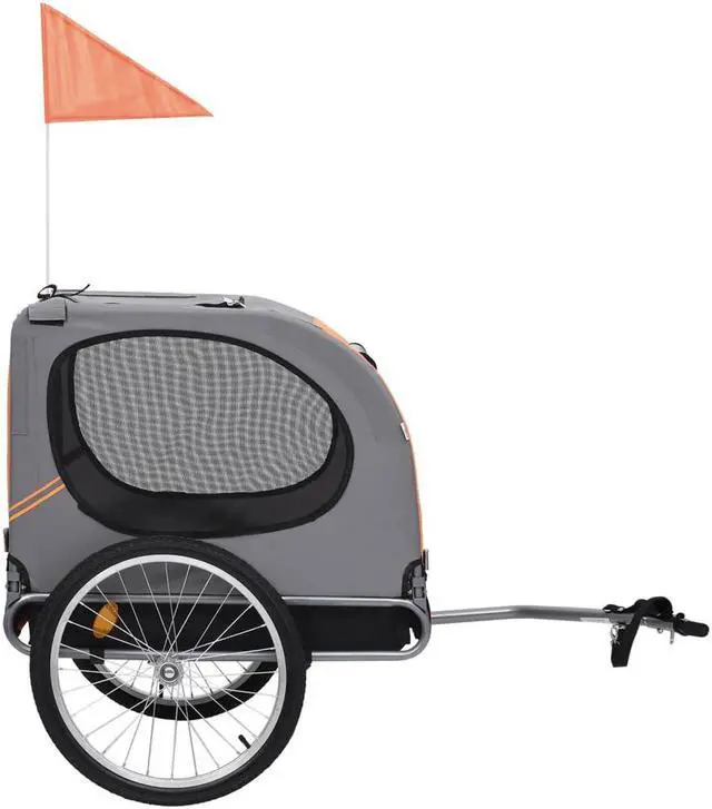 Alt view image 14 of 16 - vidaXL Dog Bike Trailer Orange and gray